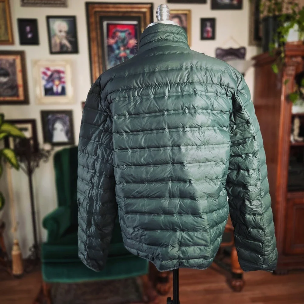 Gerry Mens Puffer Jacket Green 650 Fill Power Down Quilted Full Zip Coat Large